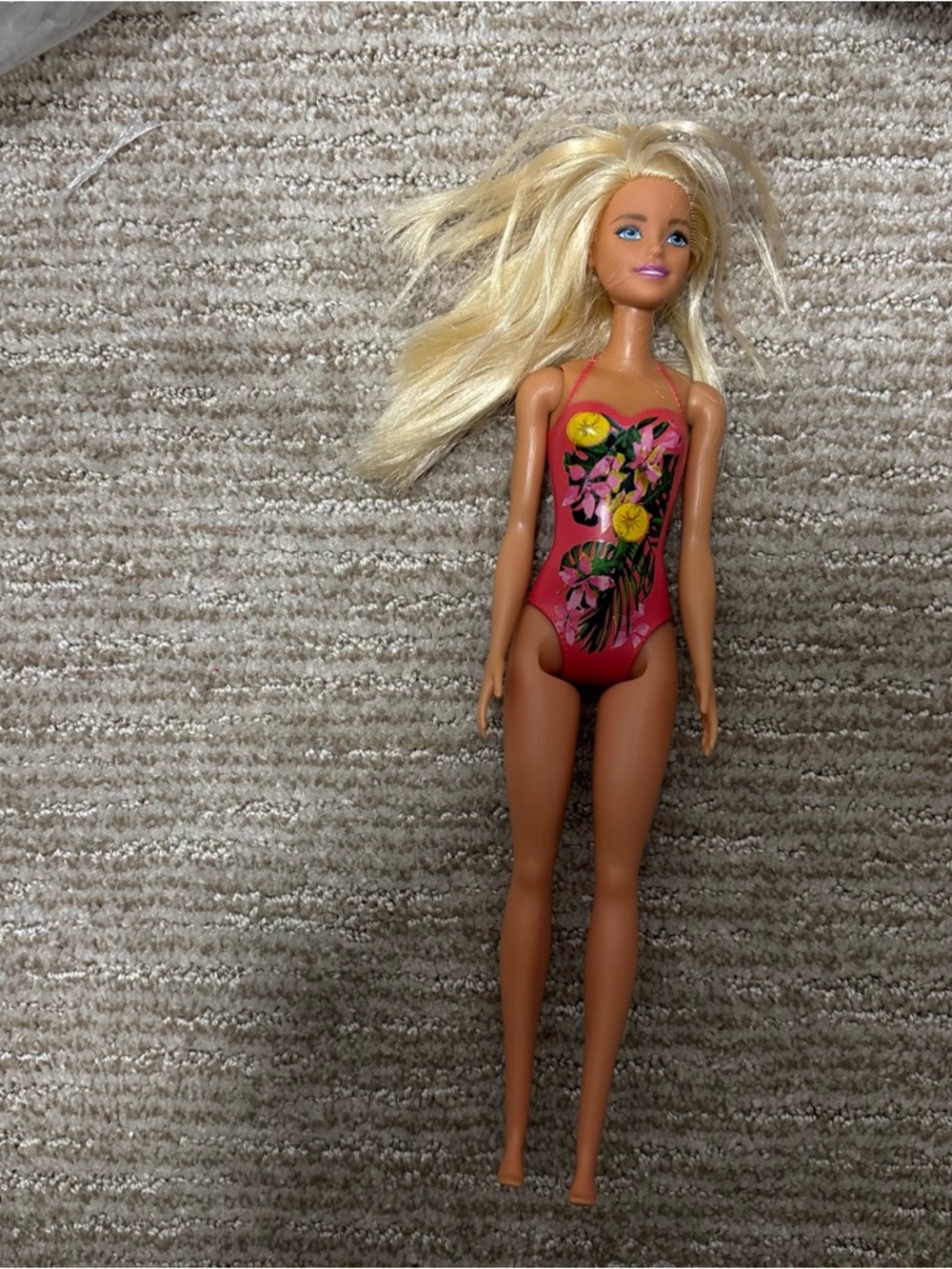 Barbie Blonde Doll in Pink Floral Swimsuit